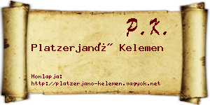 Platzerjanó Kelemen névjegykártya